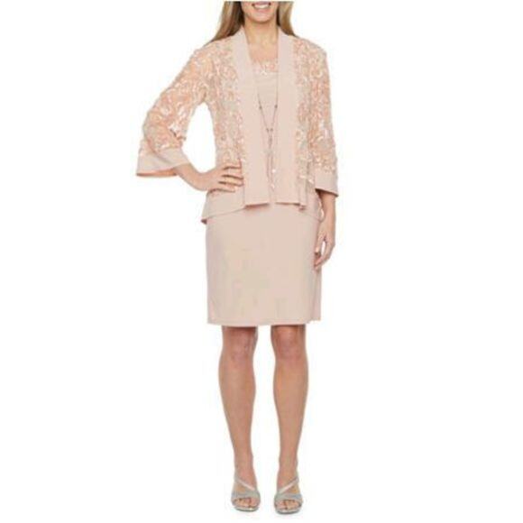 R&M Richards Women's Solid Dress 2Pc SET | 6P - Picture 1 of 2